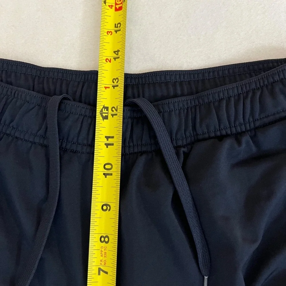 Adidas Youth Navy Blue Athletic Shorts Size‎ L Elastic Waist White Stripes Logo